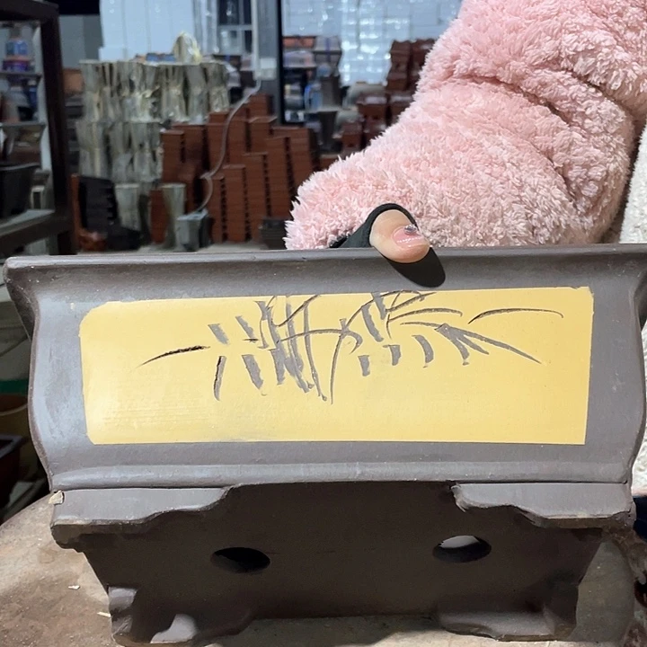 紫砂31黄色马槽花盆