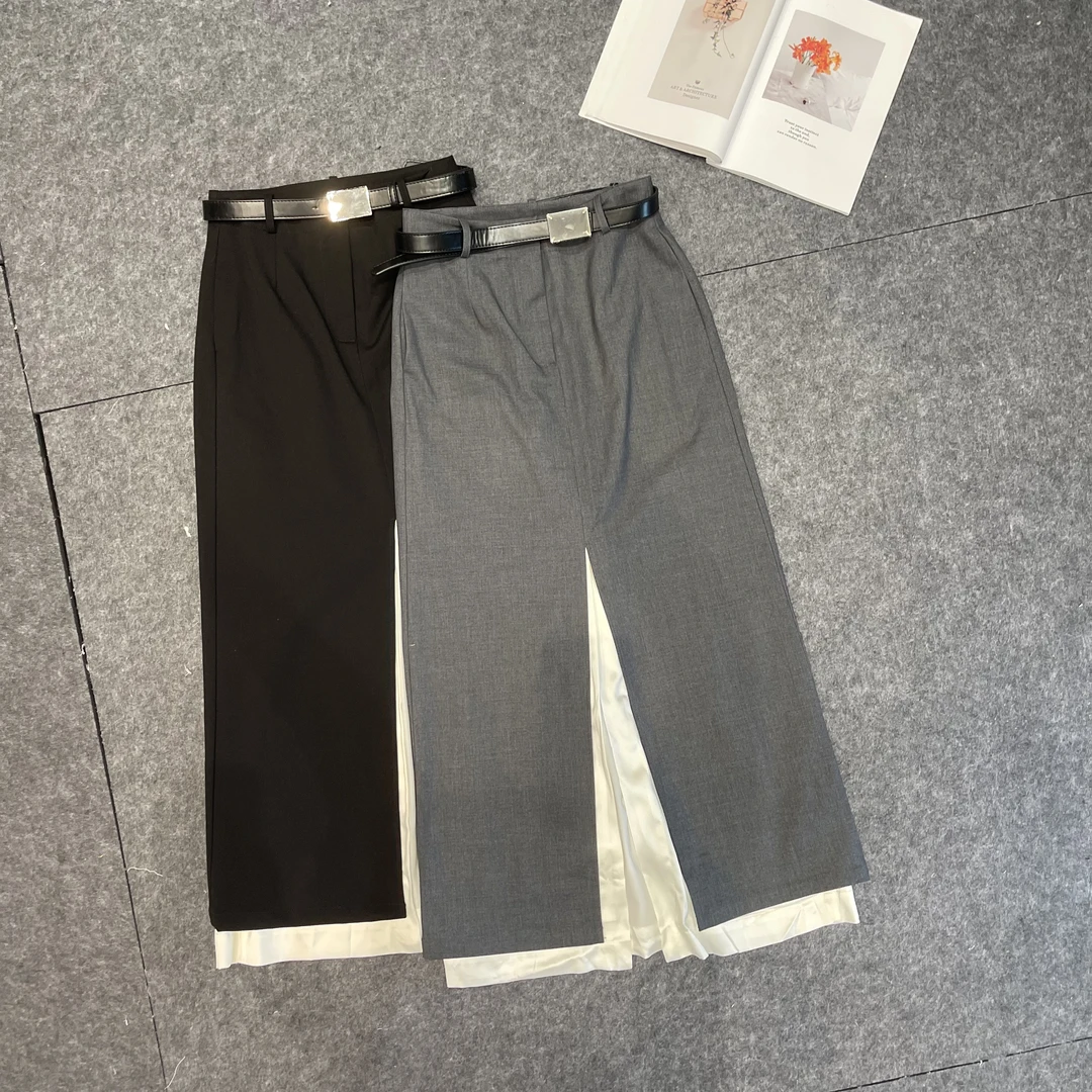 【南油张贝贝】25S新款小众设计感高腰显瘦气质百搭拼色半裙AF058