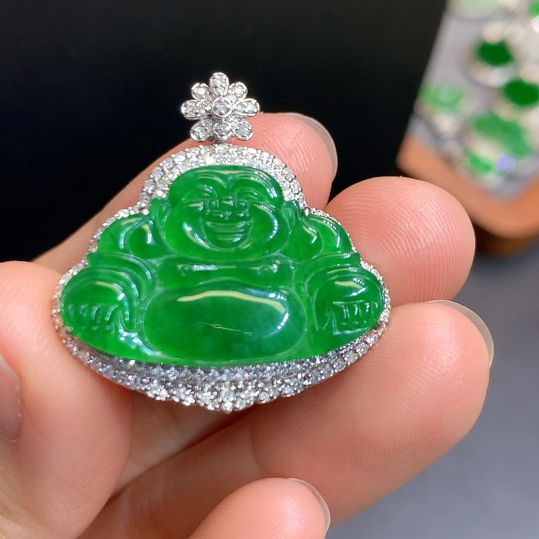 翡翠吊坠(不含链)18K金镶嵌