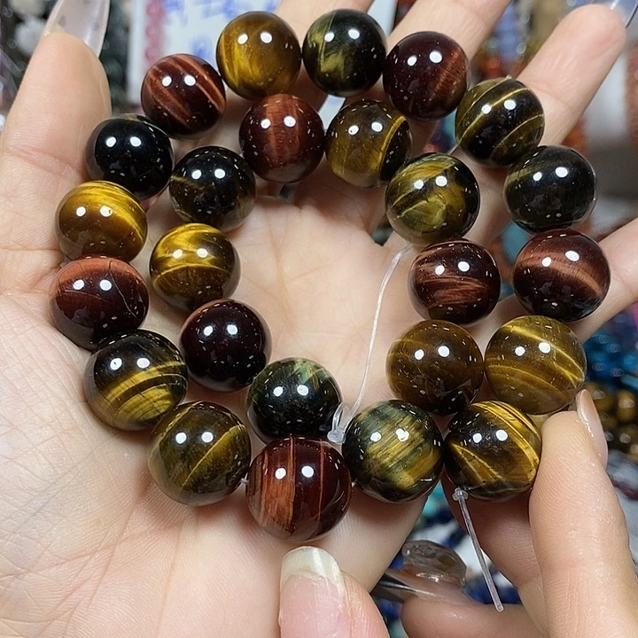 玛瑙/玉髓未镶嵌珠宝半成品A级彩虎卡16mm