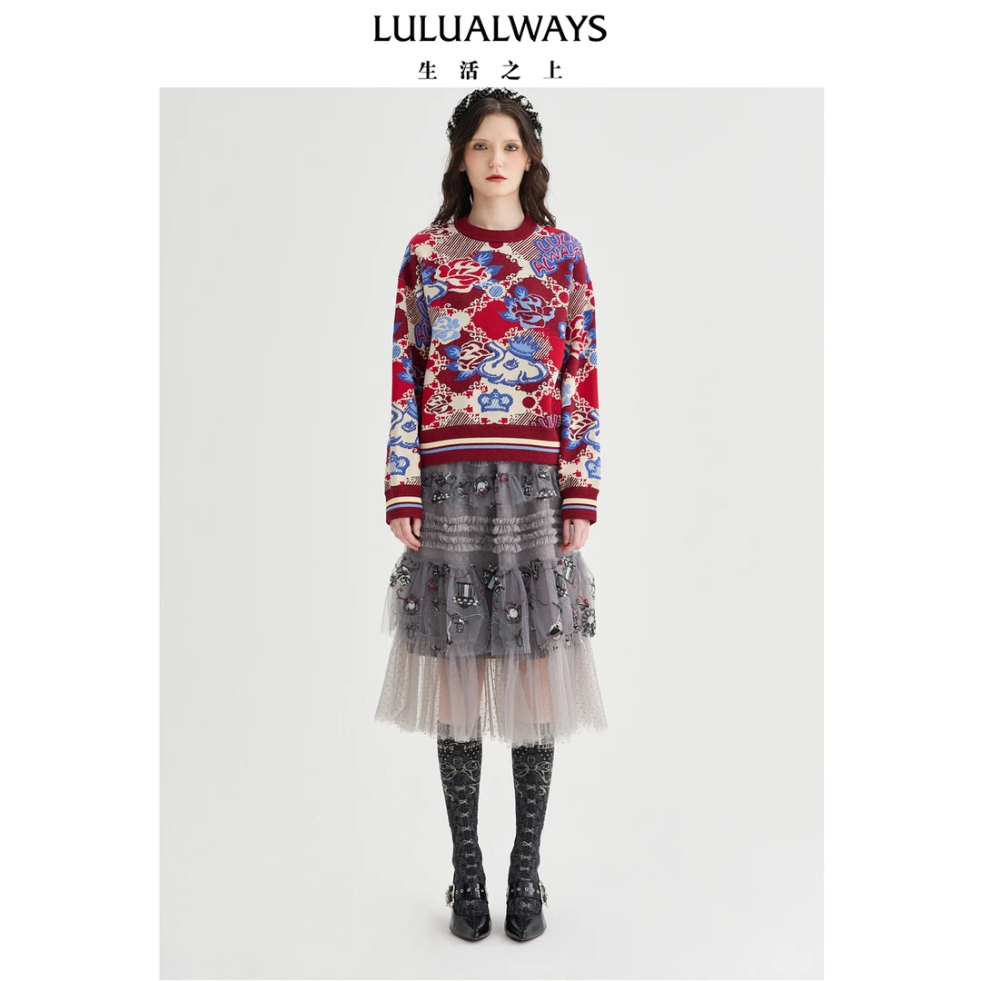 LULUALWAYS【商场同款】25春季新款百搭原创设计氛围感毛针织衫女