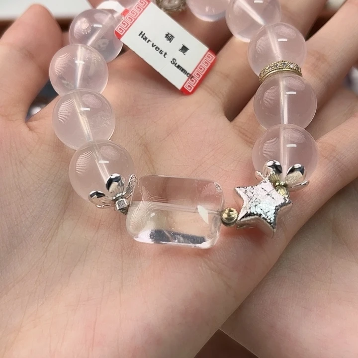 手链水晶未镶嵌糯冰粉14mm