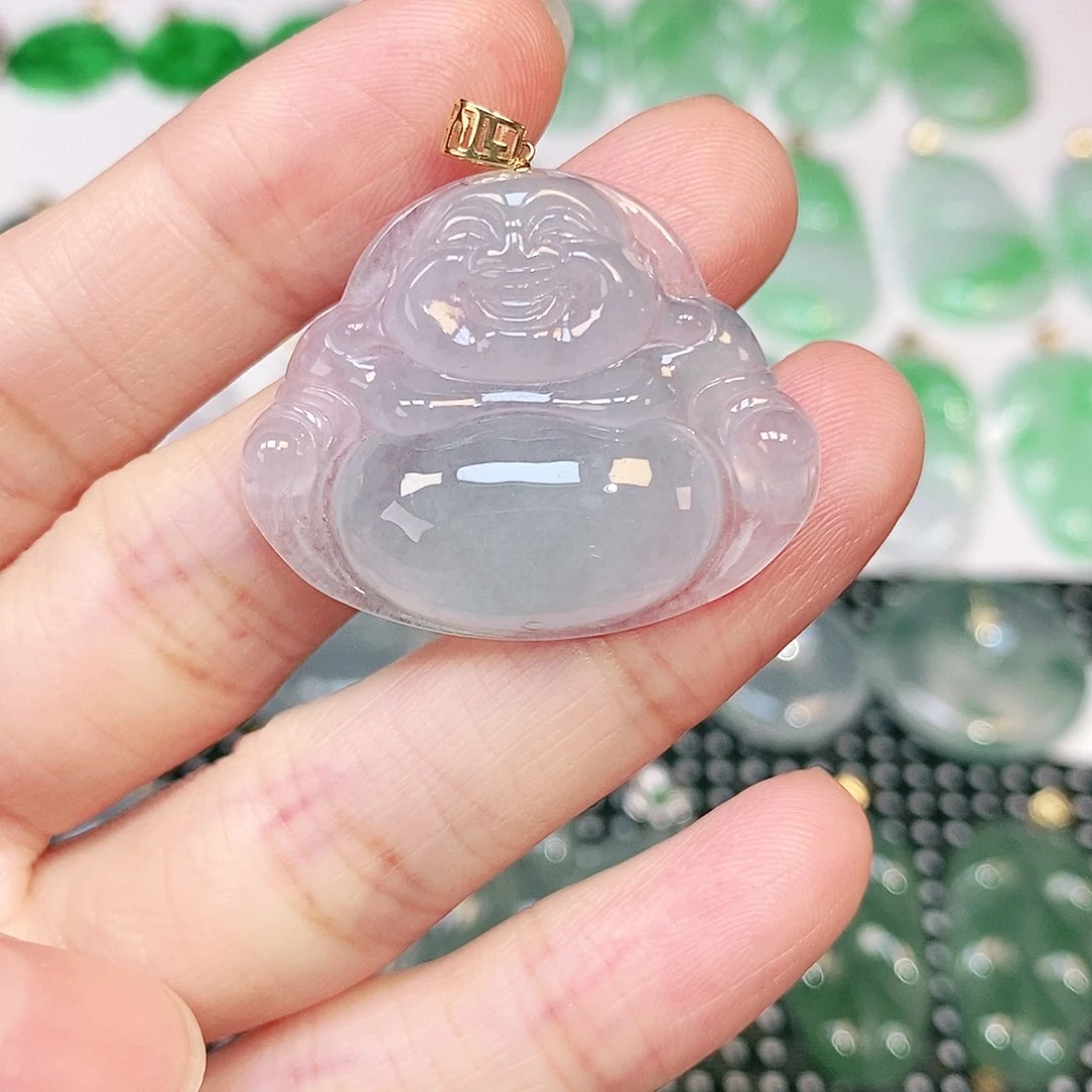 翡翠吊坠(不含链)18K金镶嵌