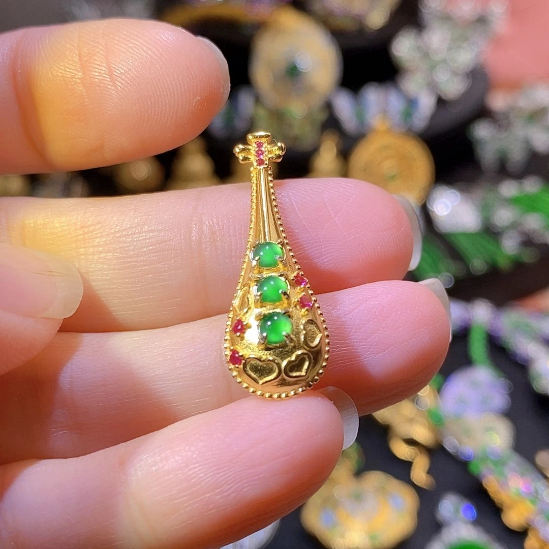 银S925镶嵌挂件翡翠