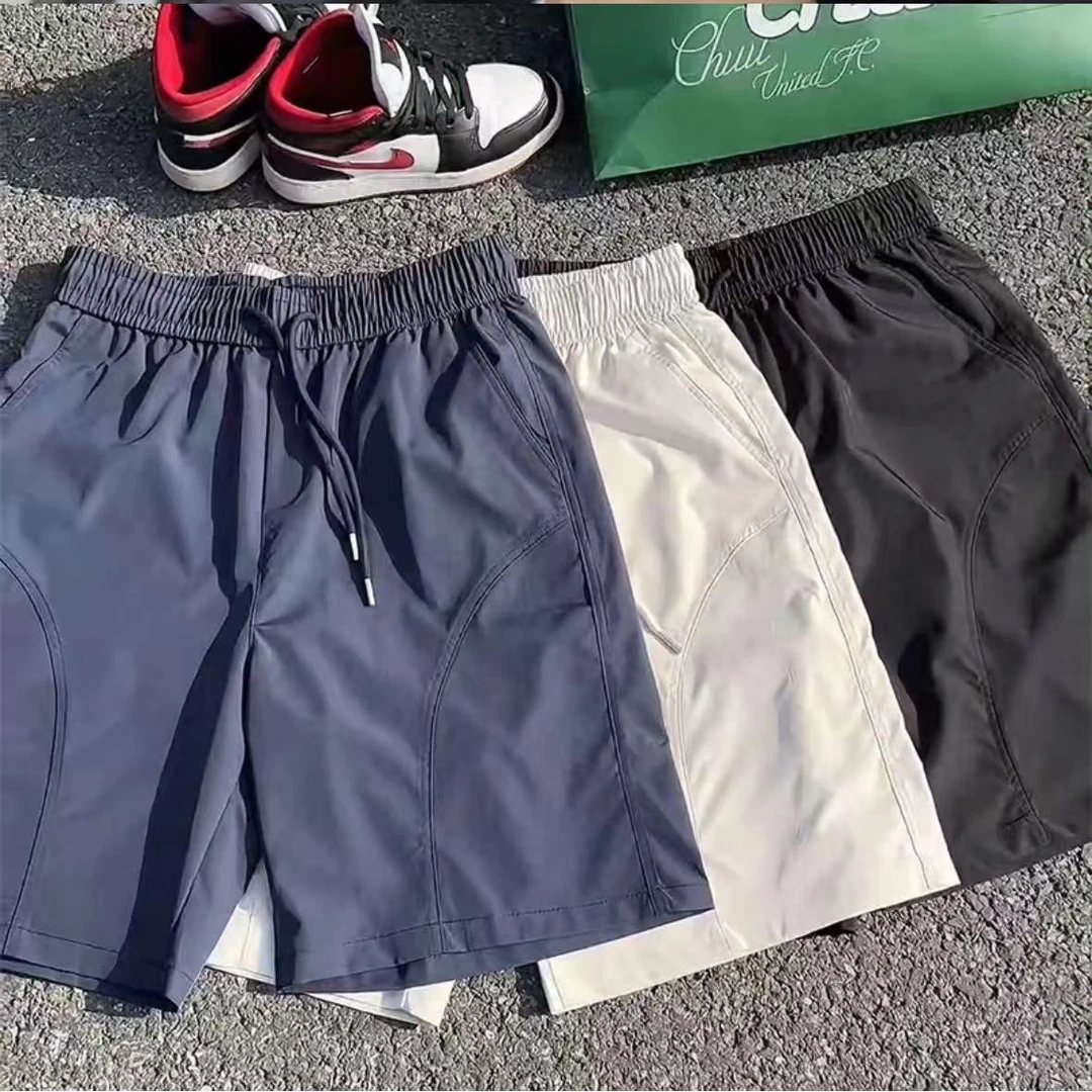 斜切冰丝速干短裤男款夏季潮牌美式机能冲锋中裤宽松大码五分裤子