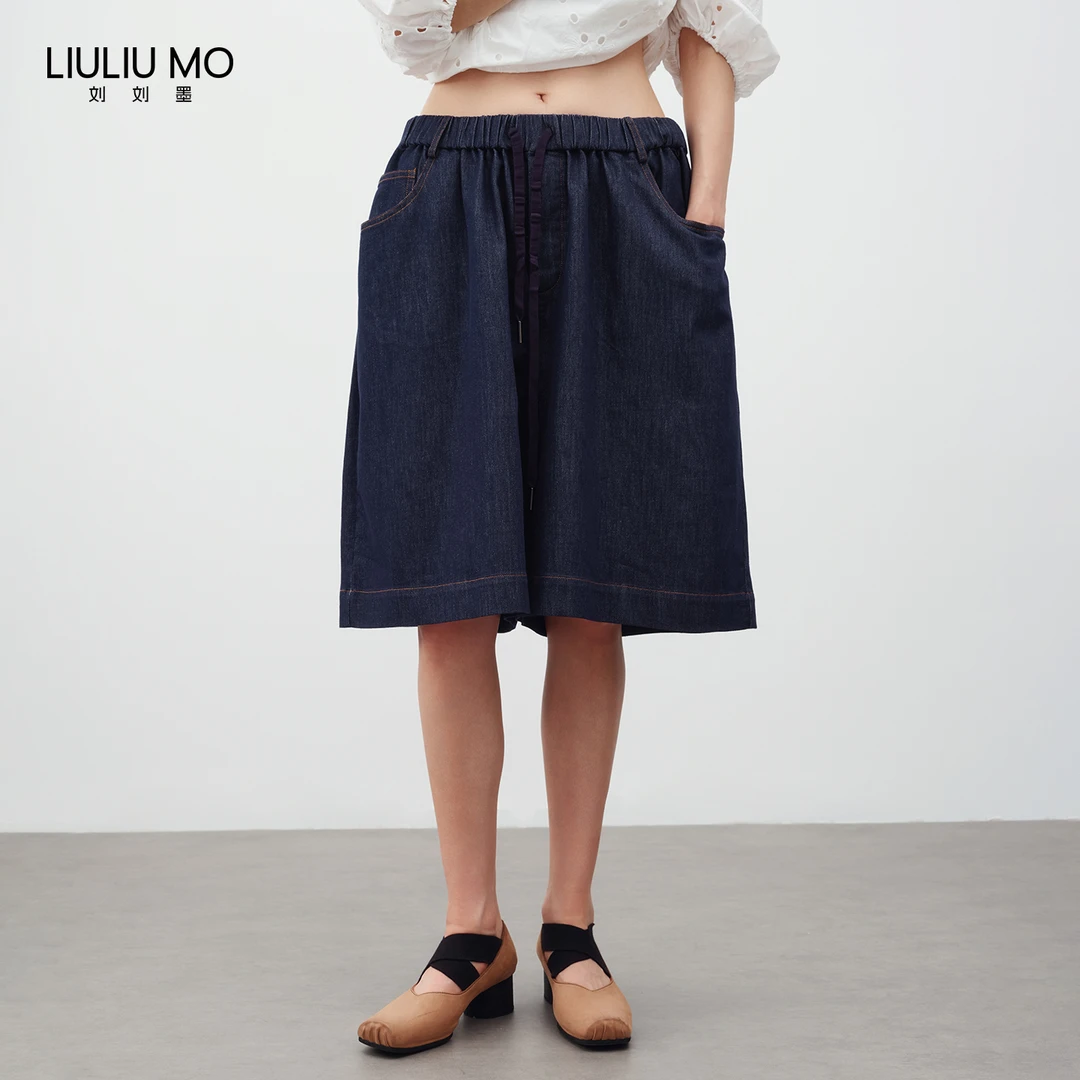 刘刘墨小众设计夏季新款休闲慵懒极简风百搭宽松牛仔短裤