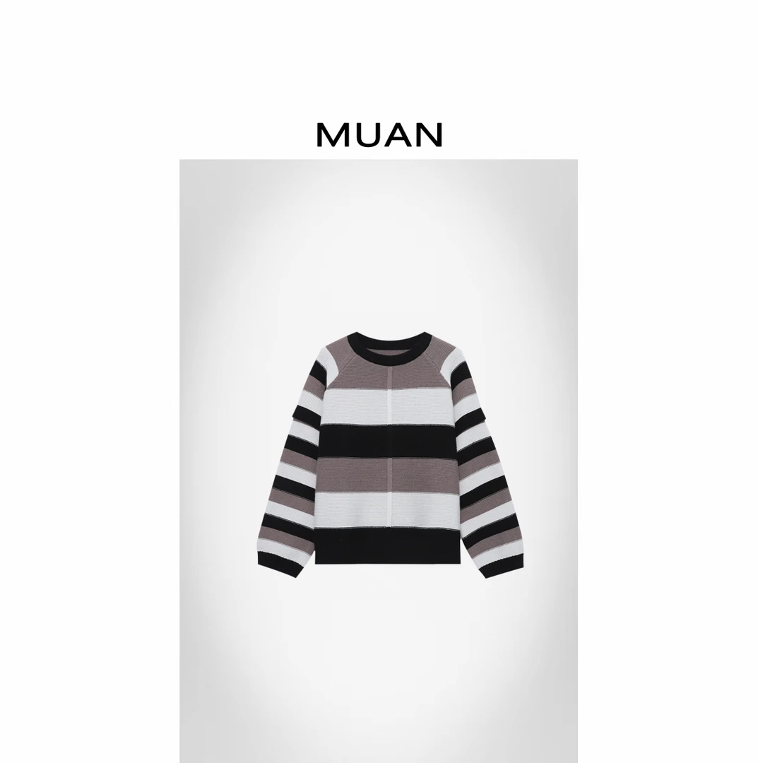 木岸MUAN：《麦卡伦毛衣》定制725克拼接高级条纹毛衣上衣D-ST-25231