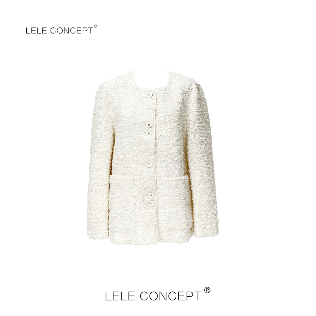 LELE CONCEPT丨【如一】新款中款亮片双兜外套小香风气质Y0551