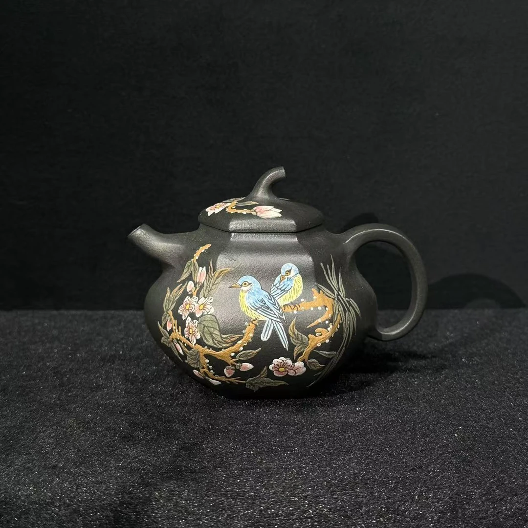 37/H103028/卢云霞/紫砂壶六方葫芦/老绿泥