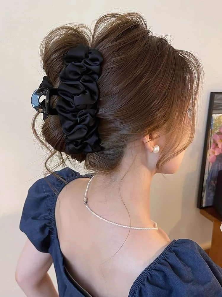 波点褶皱云朵抓夹女高级感2025新款发量大鲨鱼夹后脑勺发夹发饰夏