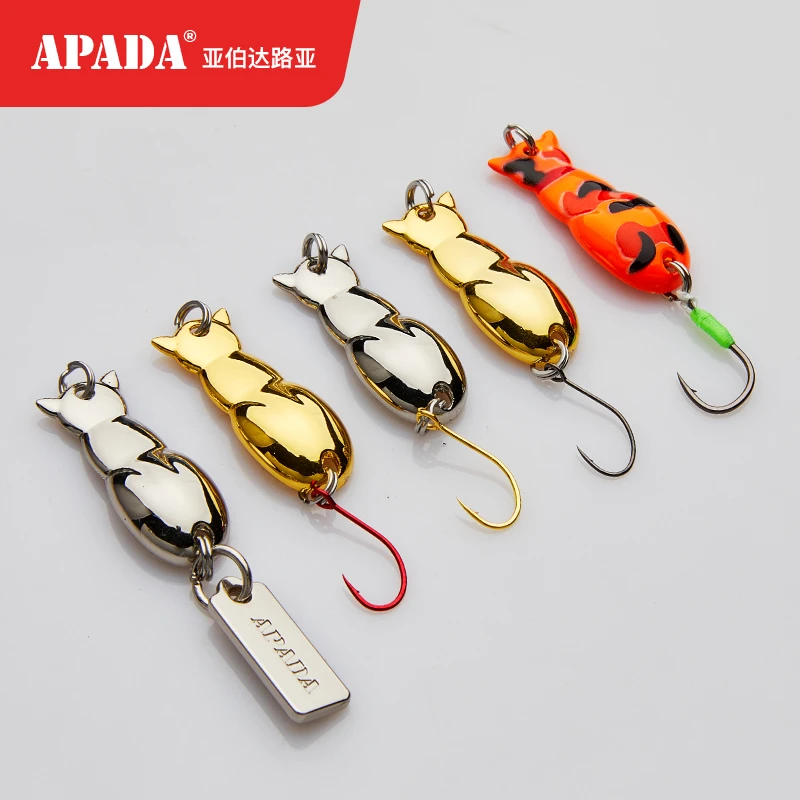 亚伯达小猫亮片5只套装 可爱多色溪流马口加强三色单钩羽毛鳟鱼饵