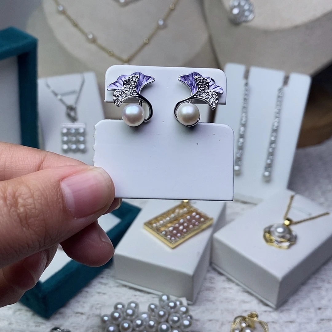 淡水珍珠耳饰银S925镶嵌