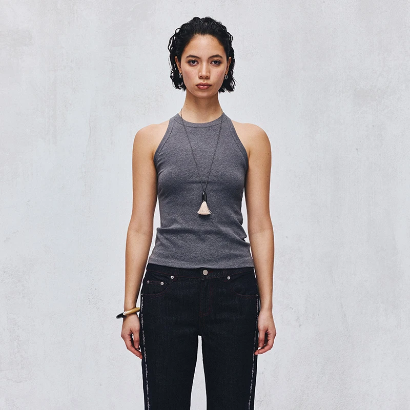 【10 ROUN】noundnound简约圆领百搭修身罗纹背心吊带女25春夏新款