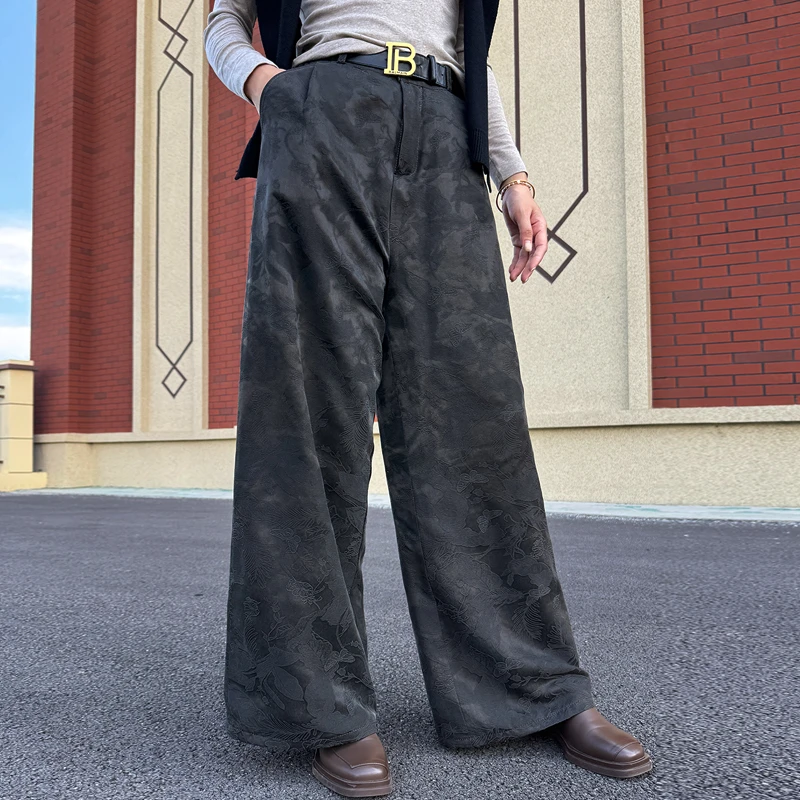 2025新款香云纱皮草裤子女士金狸貂皮毛一体裤大阔腿裘皮保暖裤子