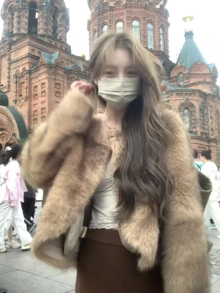 性感辣妹毛毛外套洋气休闲百搭外穿长款半身裙时尚气质显瘦套装女