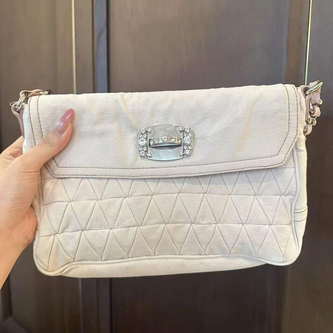 95新 MIU MIU/缪缪 牛仔钻石扣单肩包/非真假不退补不换