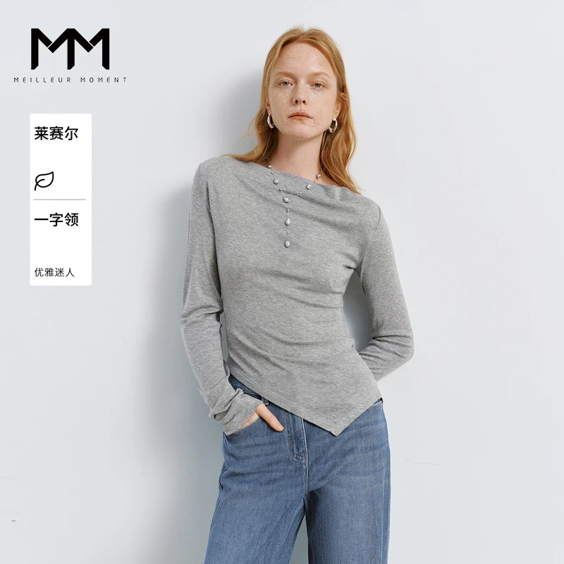 【预售】MM麦檬商场同款不规则灰上衣25春新品5G4301621