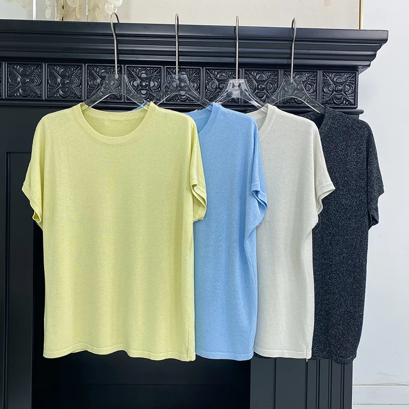 【朵儿studio】夏季亮丝款式短袖针织衫 A072