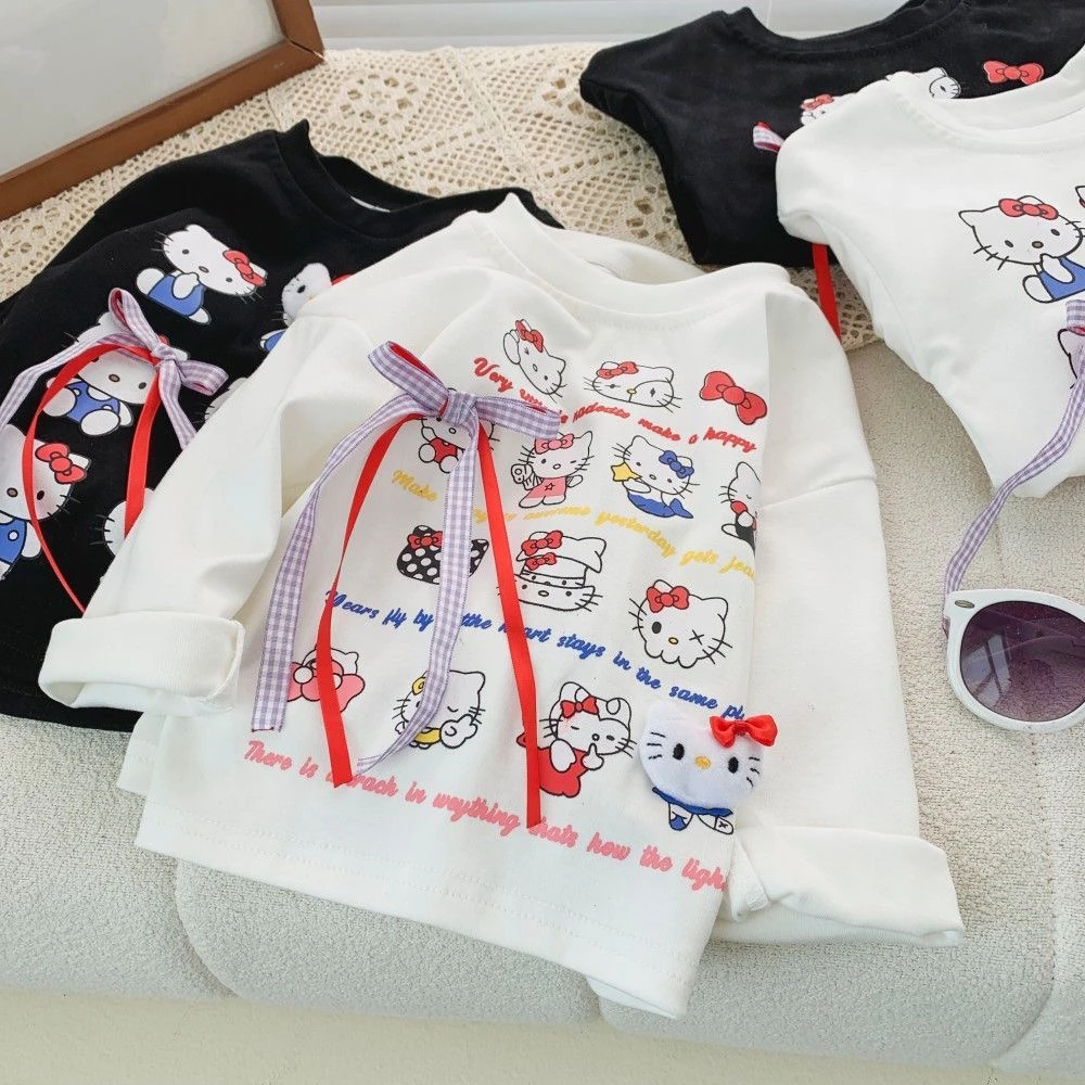 女孩春秋新款卡通可爱长袖T恤小女孩舒适透气上衣宝宝运动休闲T恤