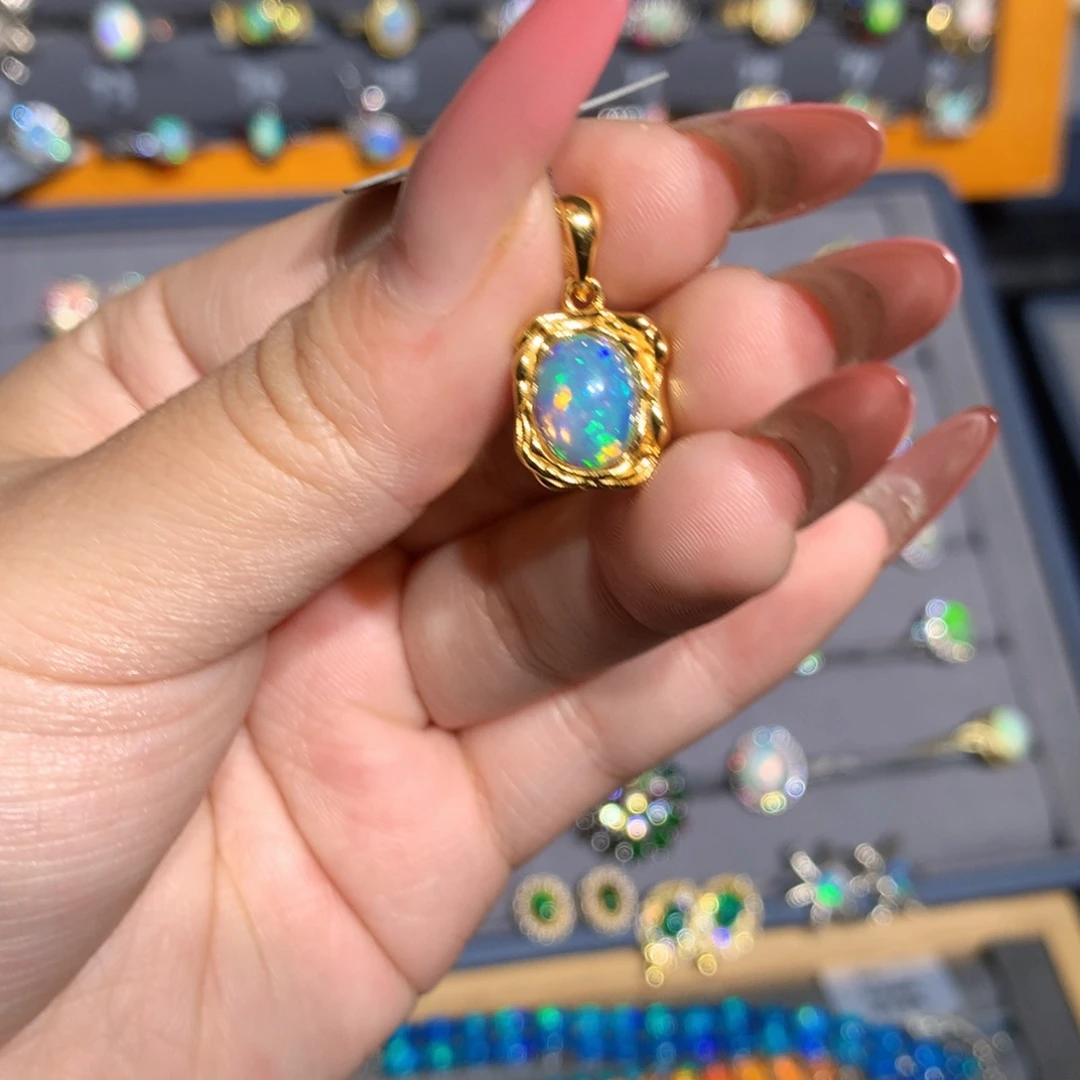 银S925镶嵌欧泊 欧泊吊坠l