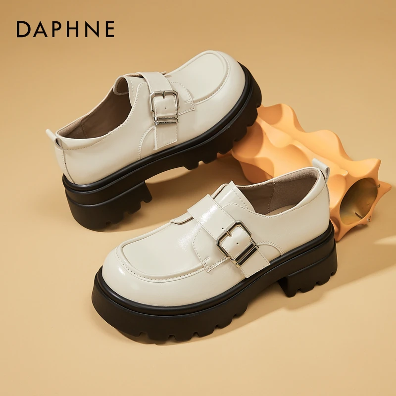 达芙妮厚底乐福鞋女2025年春季新款百搭时尚增高单鞋英伦风小皮鞋