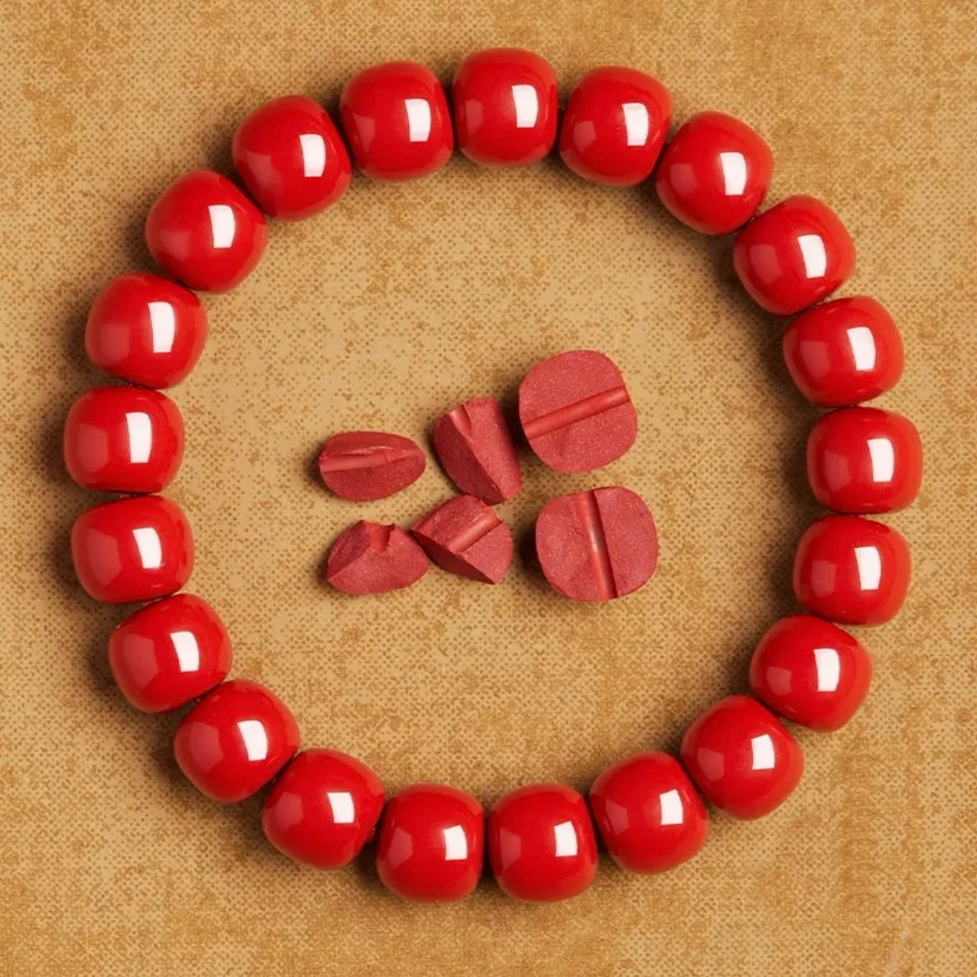 含辰砂工艺品高含量朱砂红砂水飞砂满肉桶珠朱砂素圈手串