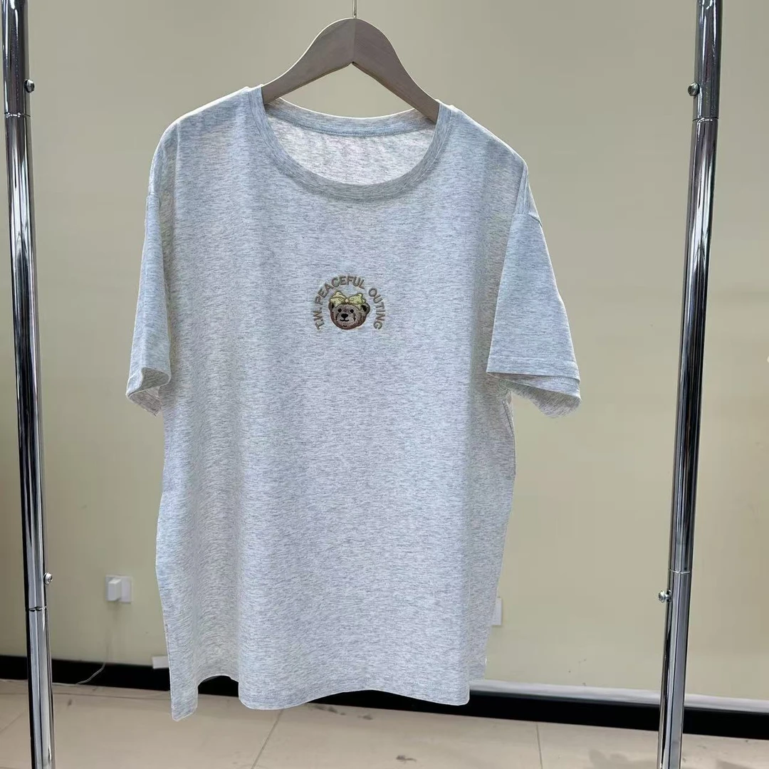 刺绣小熊25新款休闲短袖打底衫圆领舒适修身T恤夏季