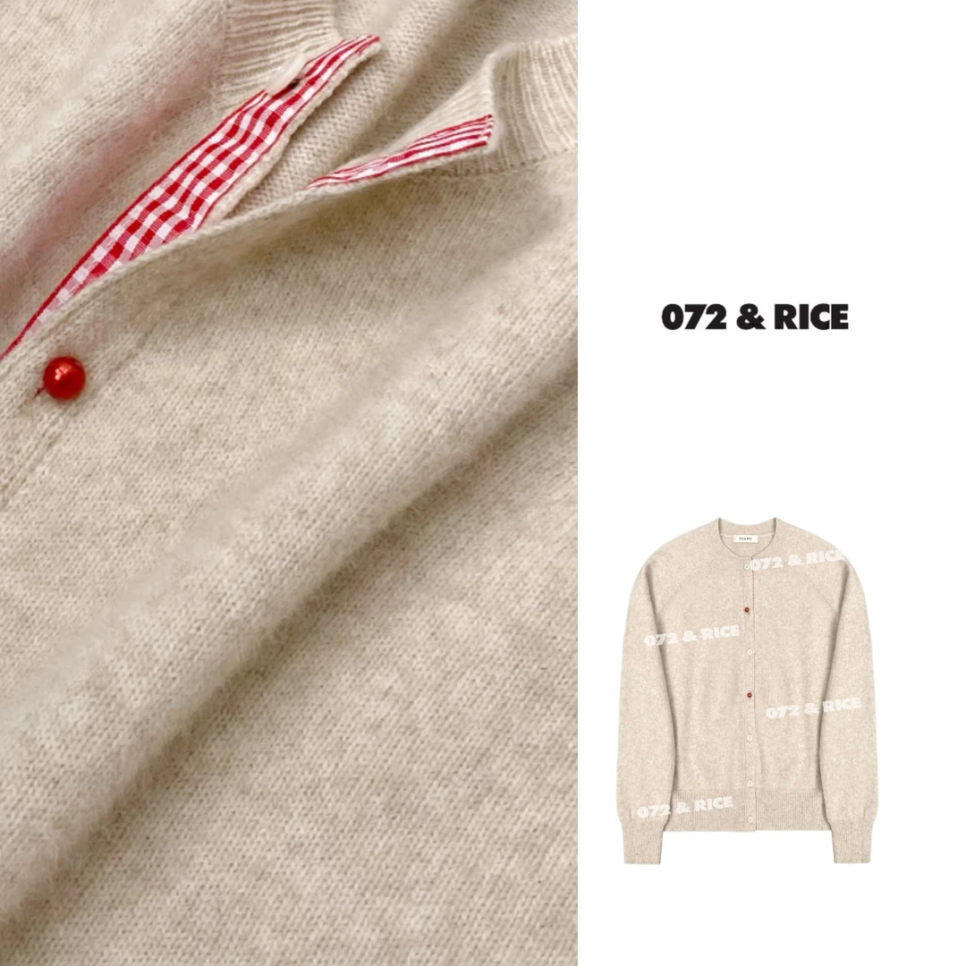 072 & RICE【杏仁】秋季休闲圆领长袖针织开衫 31OM6107 FF11