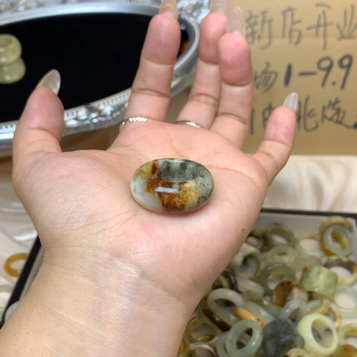 章***~合金蛇纹石玉戒指