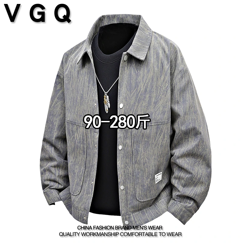 VGQ男士扎染灯芯绒夹克2025秋季新款大码高级感百搭翻领外套上衣