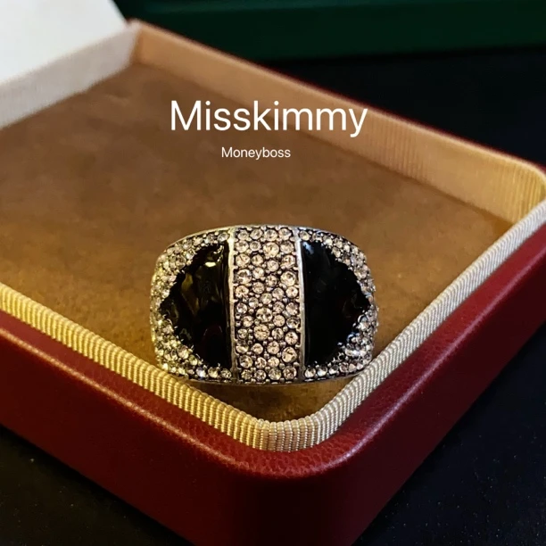 铜合金仿水晶戒指 铜合金原创设计小众设计师款银色几何戒指