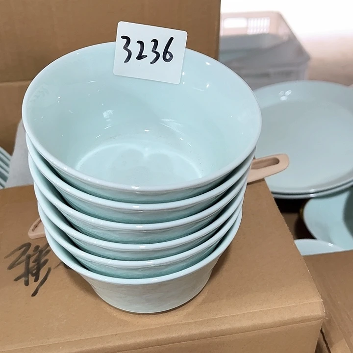 瓷片3236号青瓷如意纹4.5英寸米饭碗六个，微瑕包邮