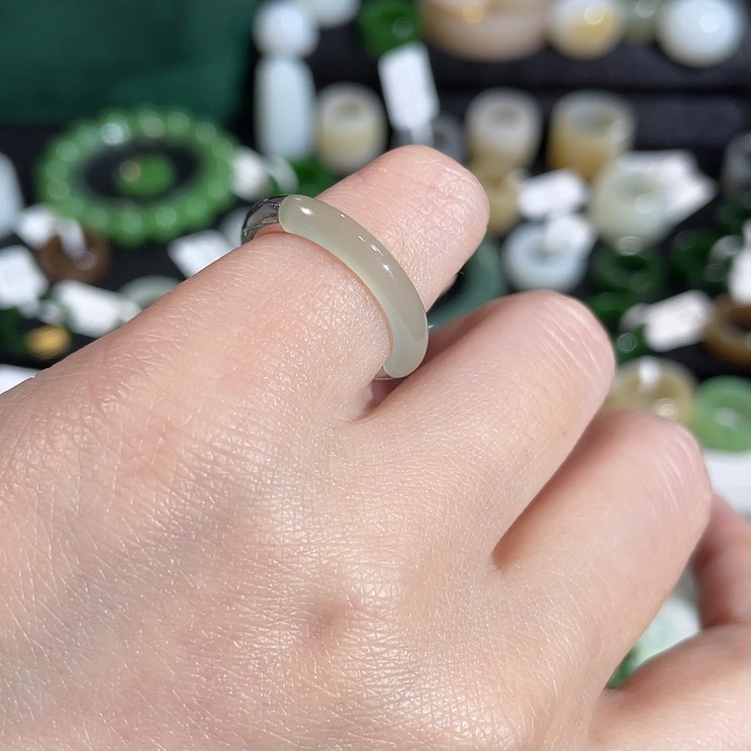 和田玉银S925镶嵌戒指