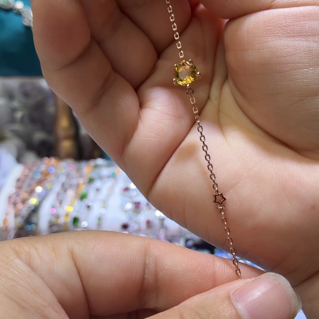 黄晶手链银S925镶嵌