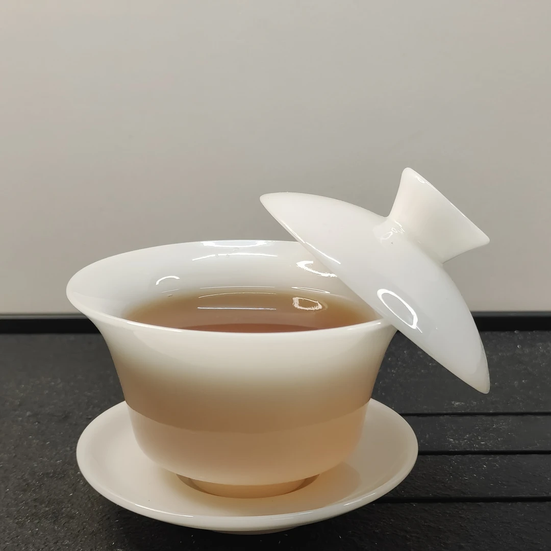 100/130ml高端璞玉盖碗功夫茶具家用办公室简约泡茶碗