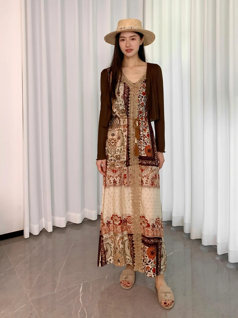 法式时尚夏季复古废土气质显瘦连衣裙开衫套装