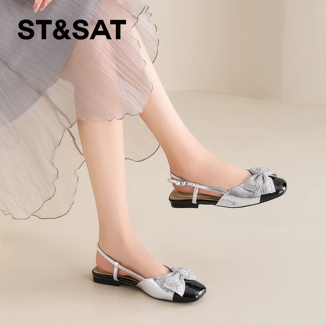 【蝶舞翩翩】星期六时装蝴蝶气质25夏圆头水钻低跟女鞋4P84