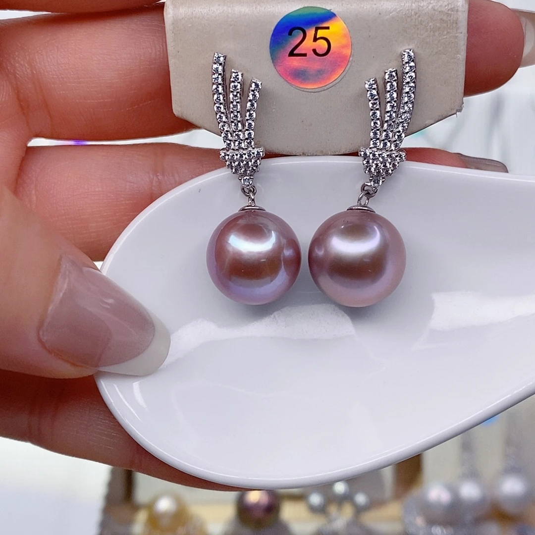 O***l淡水珍珠耳饰银S925镶嵌12➕