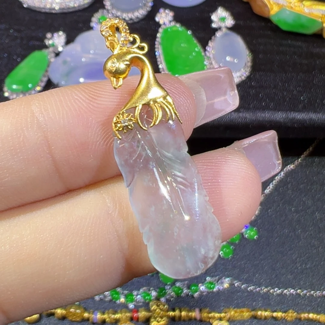 【闪购商品】翡翠18K金镶嵌颈饰天然翡翠