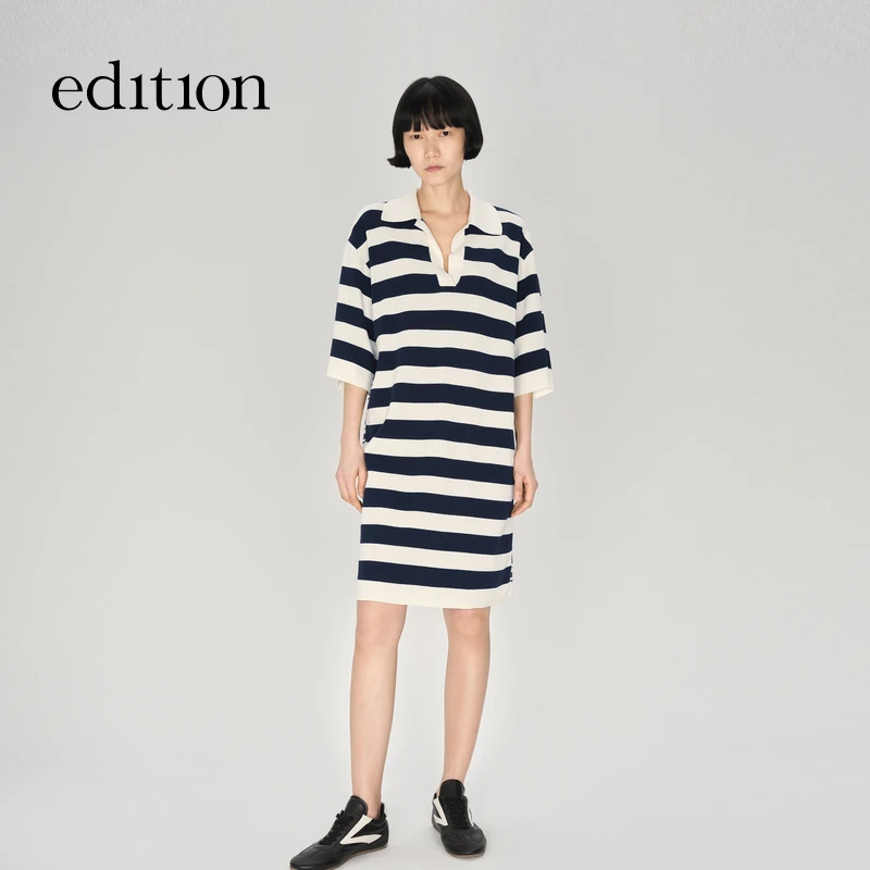 【E+轻生活系列】edition2025秋季新款条纹拼接连衣裙#EBE3DRS055