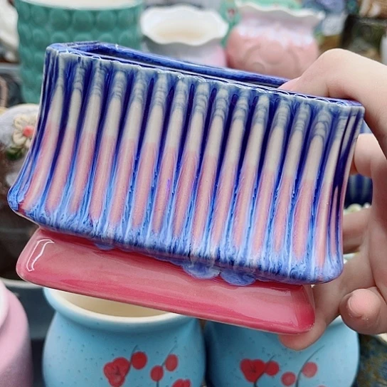 多肉绿植陶瓷花盆9.9包邮，有空