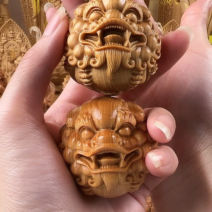 柏木（崖柏）貔貅抱球5.0一对