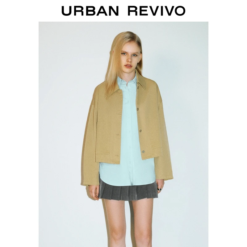 UR2026春季新款女休闲对称口袋纽扣宽松外套UYY150052+