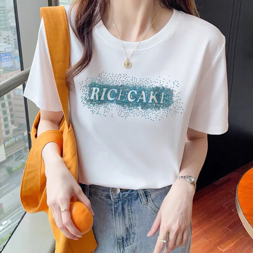 蓝色字母 夏季印花短款显瘦百搭设计感小众设计师t恤