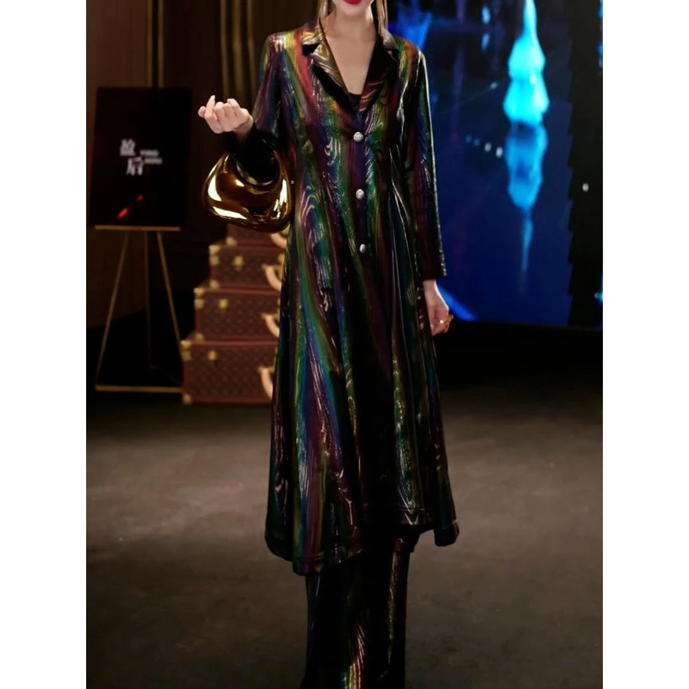 洋气轻奢优雅端庄裤套装2025秋季新款时尚长款气质显瘦上衣+裤子