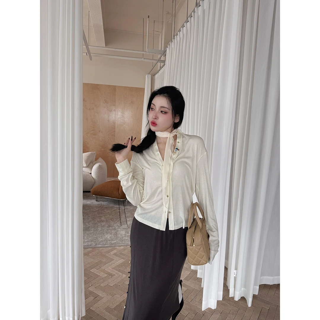 shao xii设计师品牌25春夏新品无领刺绣针织开衫SOLSOL买手店