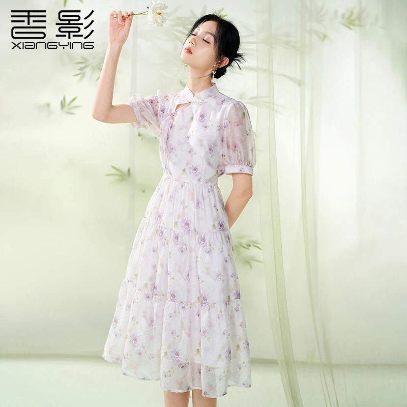 【直播专享】Q842429旗袍 香影新中式碎花连衣裙女夏季新款国风盘