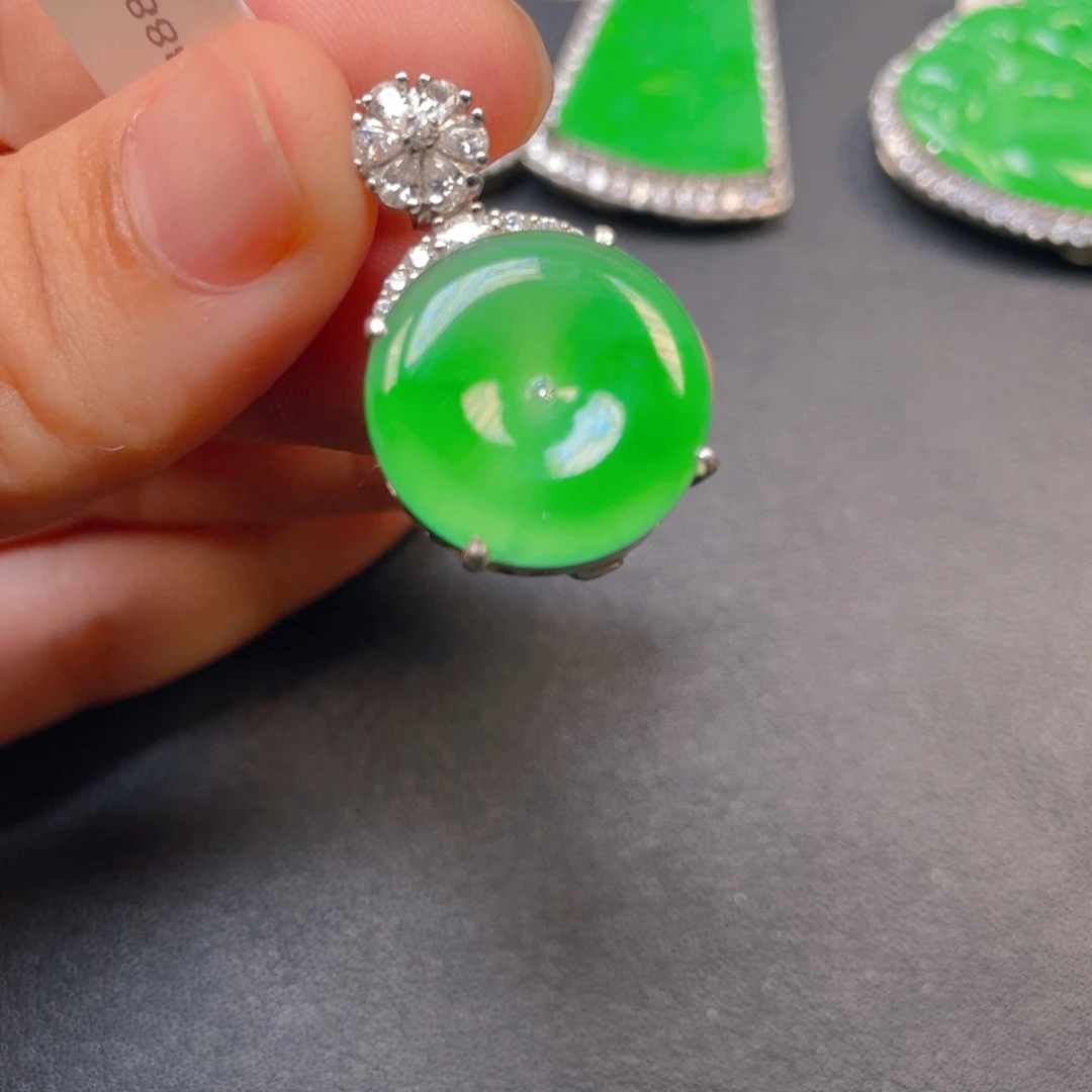 翡翠银S925镶嵌吊坠(不含链)