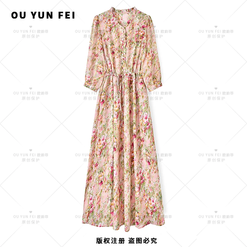 高级感连衣裙女新款气质显瘦穿搭时尚洋气印花长裙HD1029