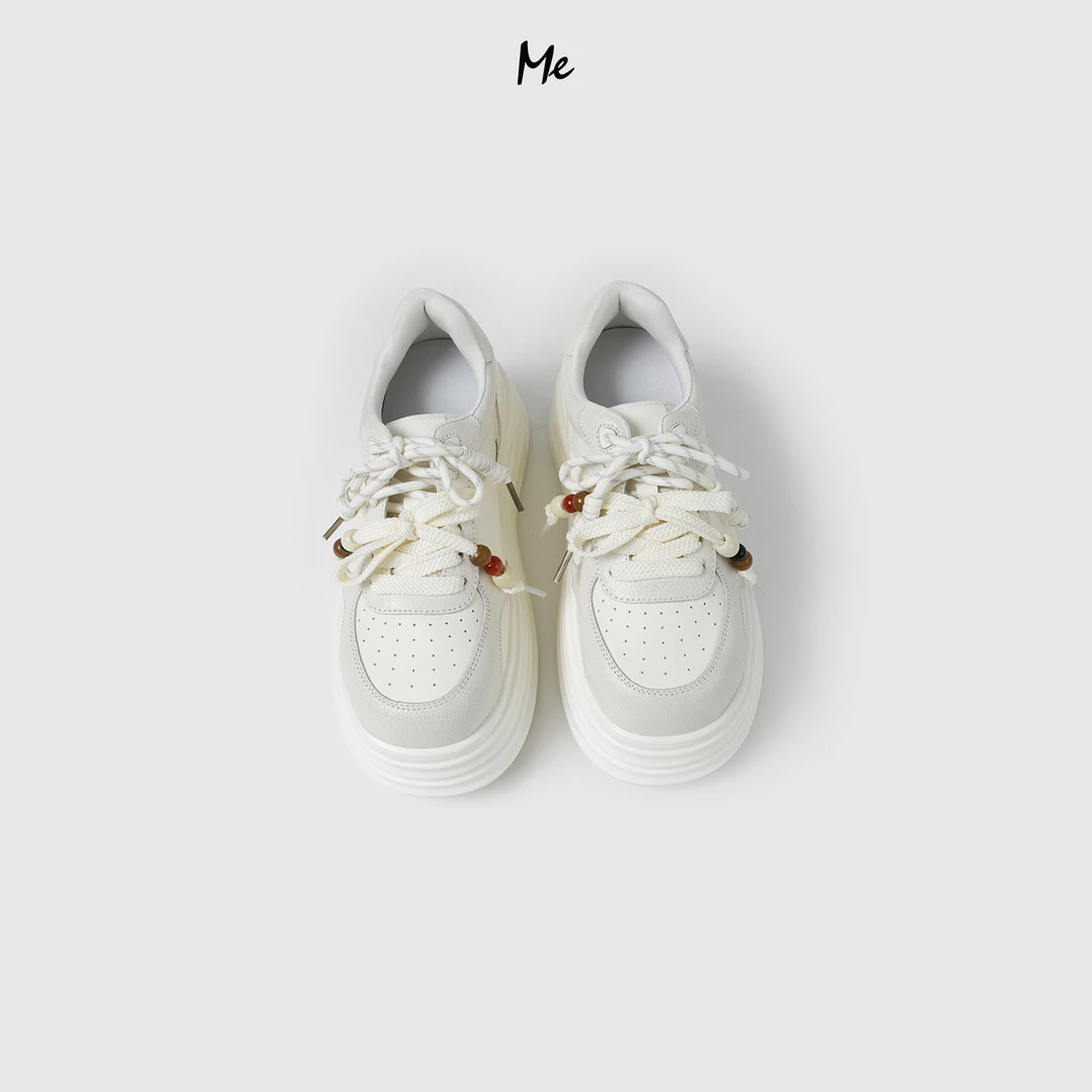 ME【真皮木珠双带厚底鞋】重磅小牛皮厚底增高百搭时尚鞋子MESA0933